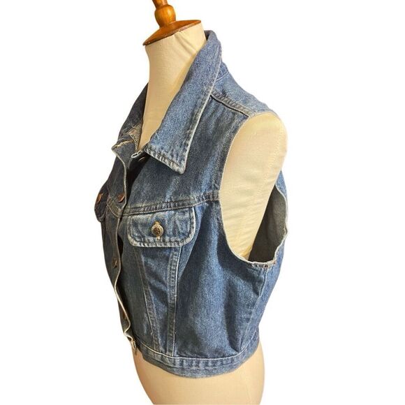 Vintage 80’s Faded Glory Women’s Denim Button Down 100% Cotton Vest Size Large-R - Picture 6 of 13